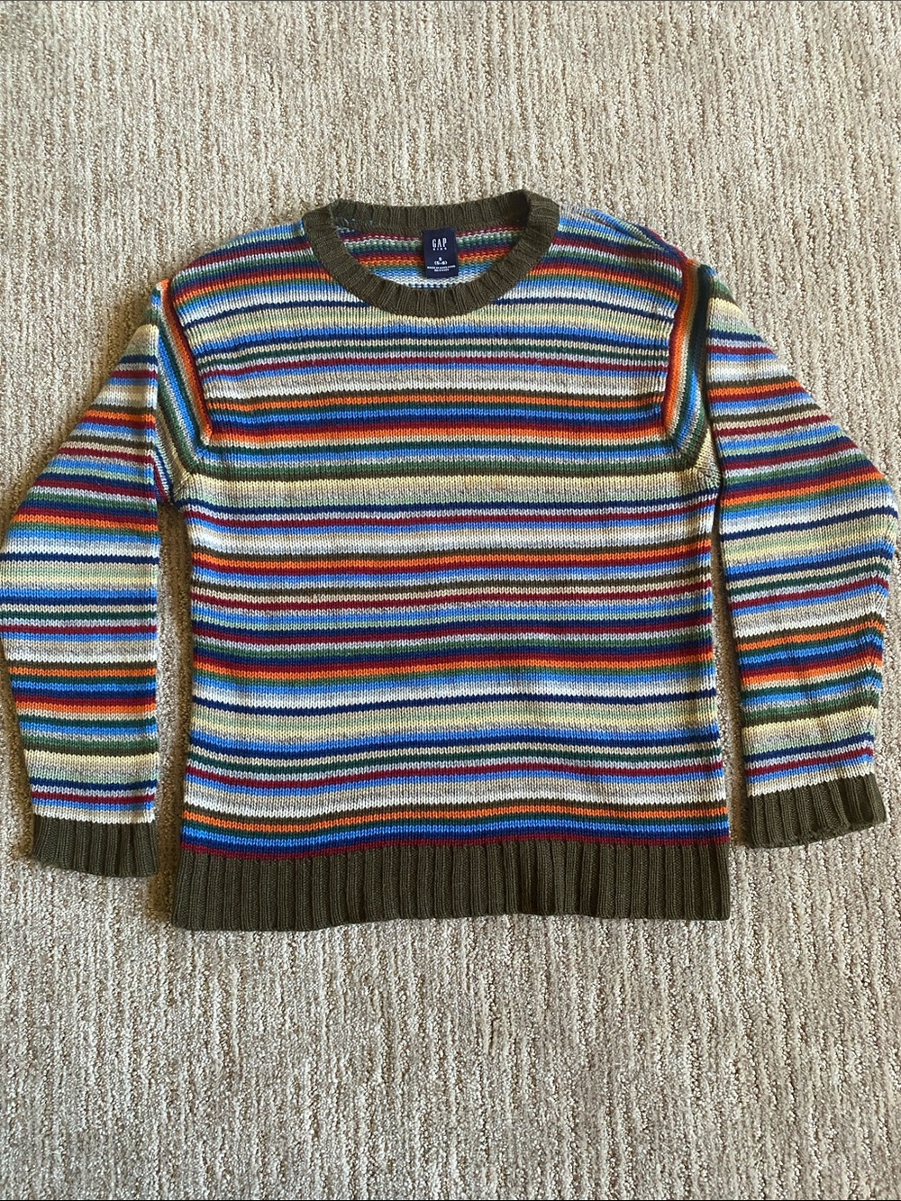 Lamb’s Wool GAP Kids Knit Striped Multicolor Crewneck Sweater